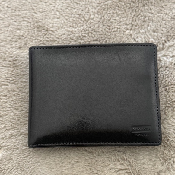 Coach Men’s Black Leather Bifold Wallet with ID Window - Picture 1 of 7